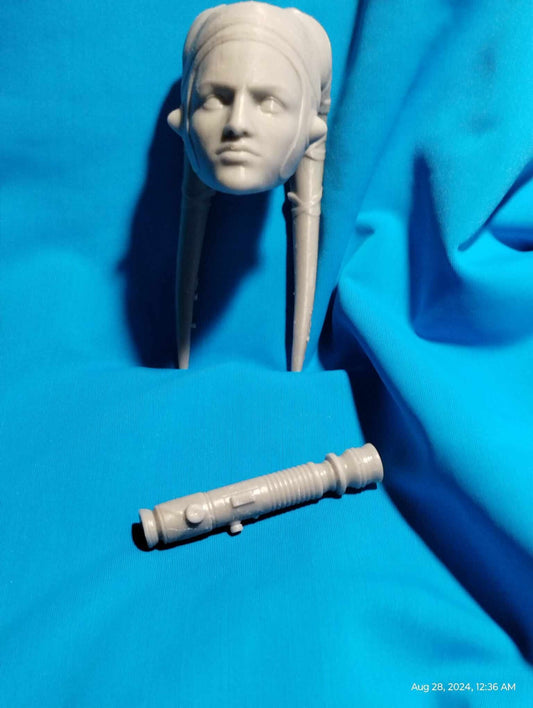 1/6  Twi'lek Aayla Securra Head Sculpt with Saber - Custom Action Figure Accessory - Resin 3D Printed